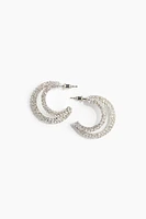 Rhinestone-Embellished Hoop Earrings