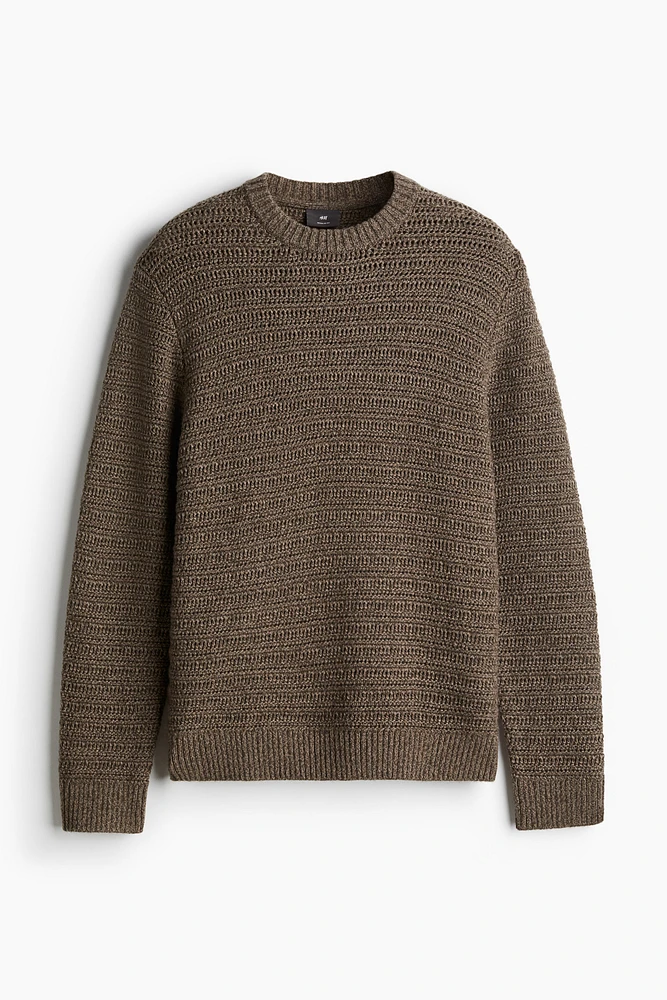 Regular Fit Wool-Blend Pointelle-Knit Sweater