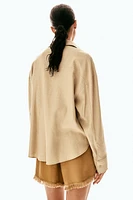 Oversized Linen-blend Cargo Shirt