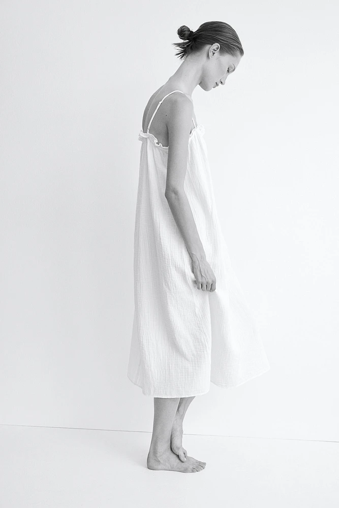 Ruffle-trimmed Cotton Dress