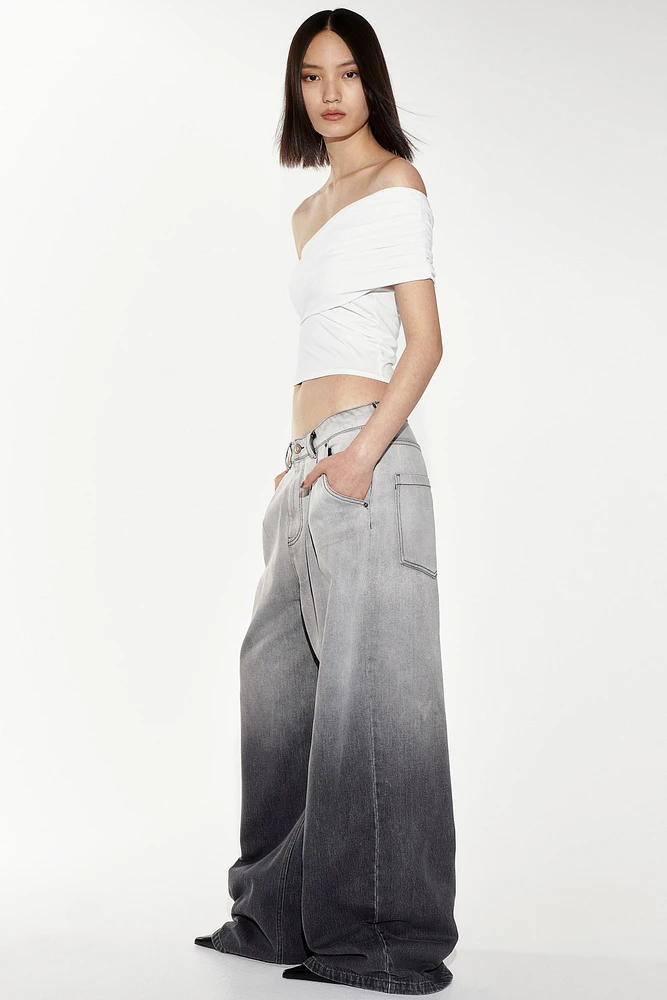 Wide-Leg Twill Pants