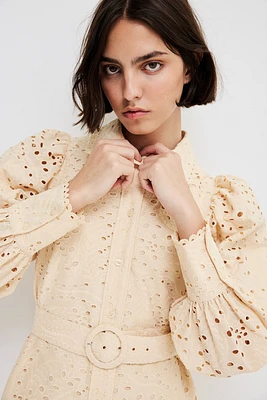 Robe chemisier avec broderie anglaise