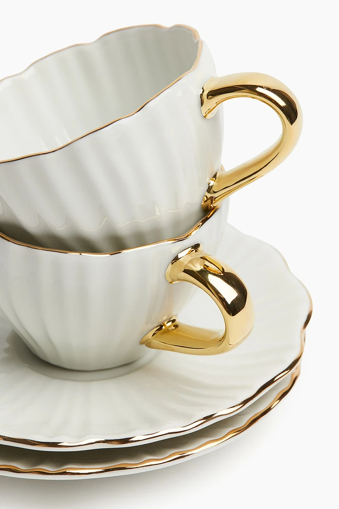 2-pack Porcelain Espresso Cups with Saucers