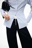 Tapered-Waist Shirt with Shoulder Pads