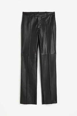 Slit-hem Leather Pants