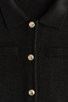 Fine-Knit Cardigan with Collar