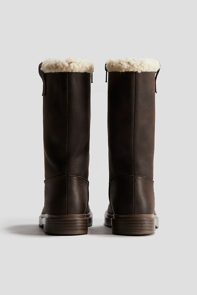 Warm-Lined Calf-High Boots