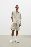 Regular Fit Short-sleeved Twill Resort Shirt