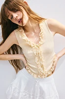Camisole côtelée avec dentelle