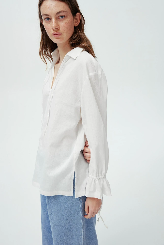 Linen-blend Blouse