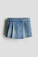 Pleated Denim Skort
