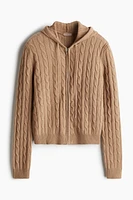 Cable-Knit Hooded Jacket