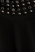 Stud-Detail Mock Turtleneck Bodysuit