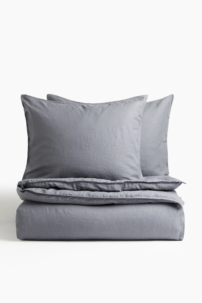 Enveloppe de couette lit double en lin mélangé