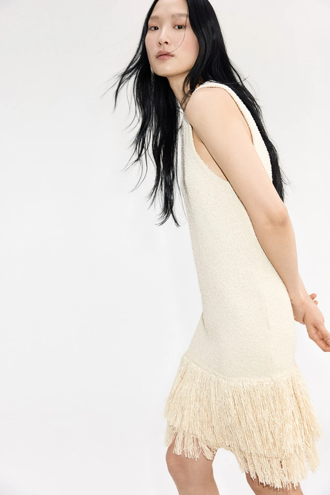 Fringe-Trimmed Knit Dress