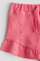 Short en jersey avec broderie anglaise
