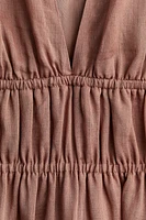 Smock-Waist Ramie Dress