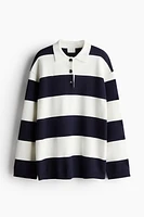 Fine-Knit Polo Sweater