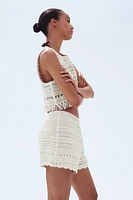 Crochet-Look Mini Shorts