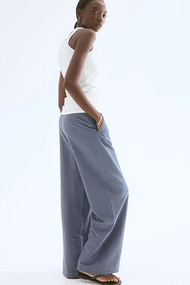 Wide-Leg Linen-Blend Pants