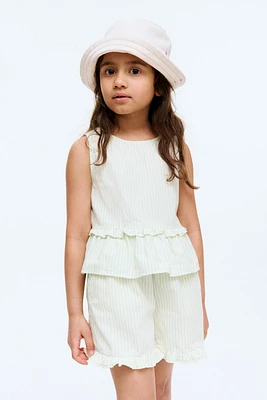 Ruffle-Trimmed Cotton Shorts