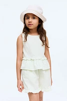 Ruffle-Trimmed Cotton Shorts