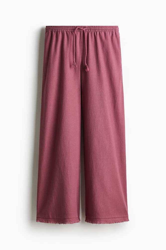 Pantalon en lin mélangé avec cordon de serrage