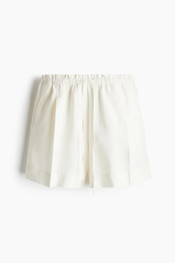 Linen-Blend Drawstring Shorts