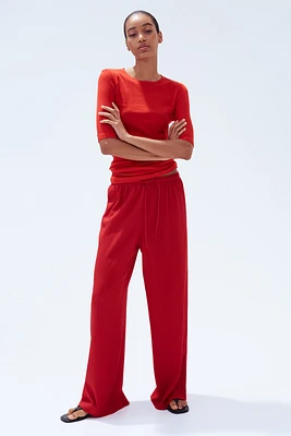 Pantalon large avec taille élastique