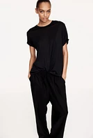 Linen-Blend Drawstring Pants