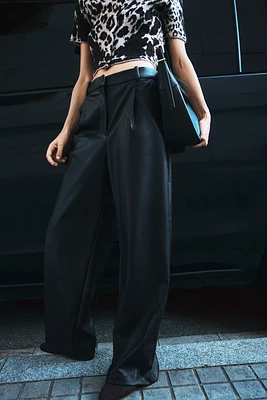 Wide-leg Coated Pants