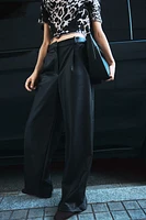 Wide-leg Coated Pants