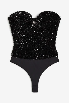 Sequined Thong Bodysuit