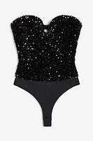 Sequined Thong Bodysuit