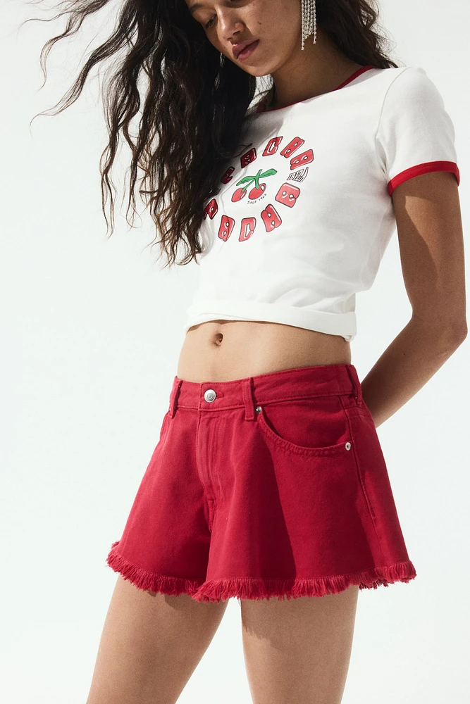 Frayed-Edge Denim Shorts