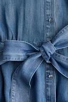 MAMA Tie-Belt Denim Dress