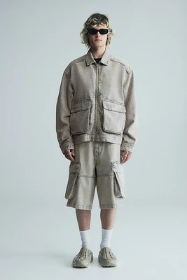 Loose Denim Cargo Shorts