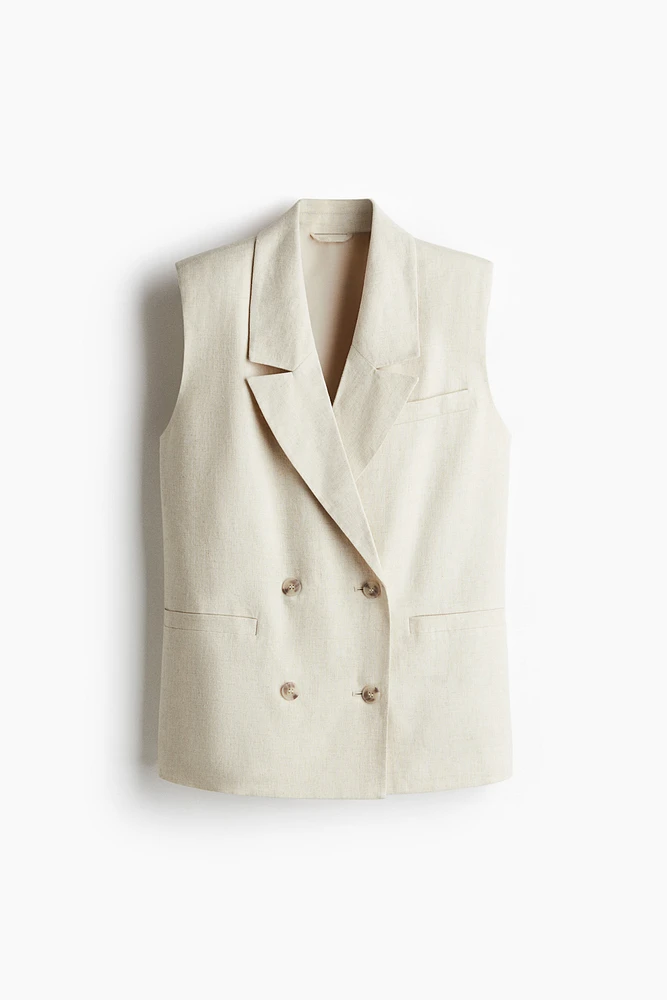 Gilet à la taille sans manches en lin mélangé