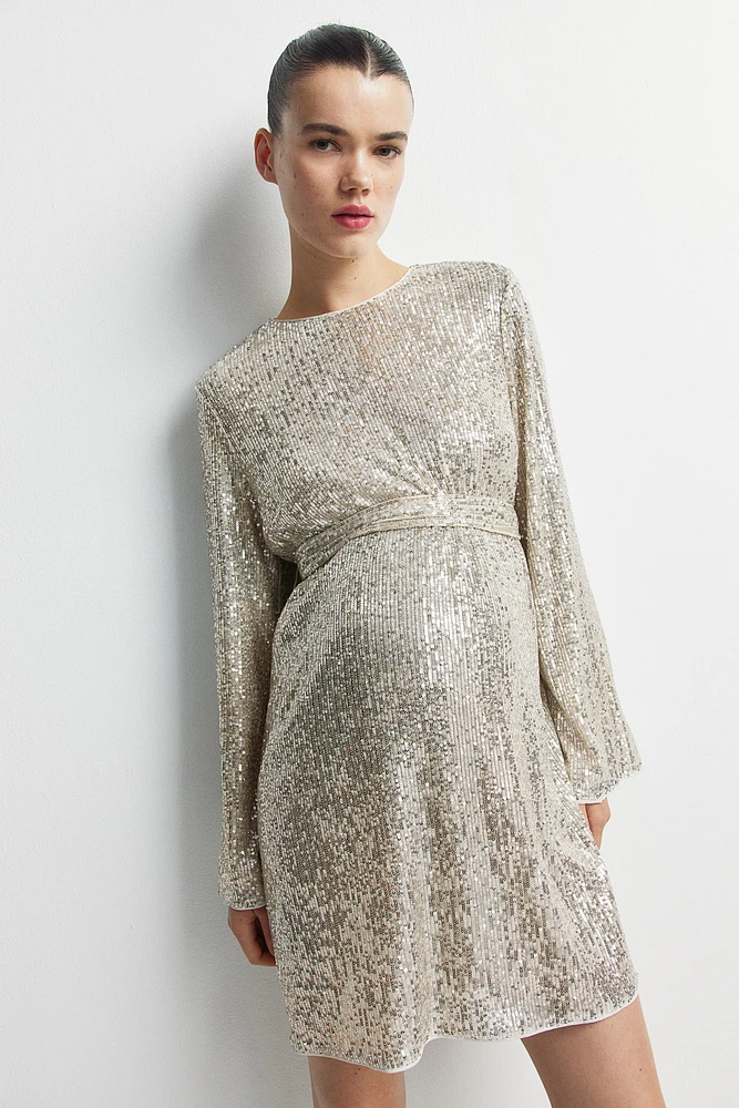 MAMA Sequined tie-belt dress