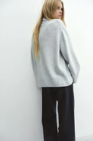 Fine-Knit Mock Turtleneck Sweater