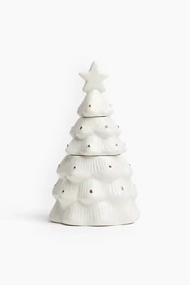 Candles in a Christmas-tree-shaped holder