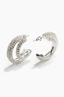 Rhinestone-Embellished Hoop Earrings