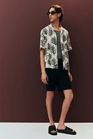 Chemise classique en lin mélangé avec col cubain
