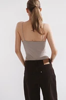 Thong Bodysuit with Narrow Shoulder Straps