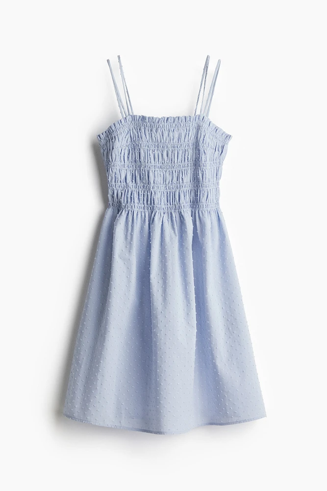 Smocked-Bodice Cotton Dress