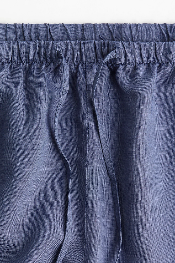 Short en lin mélangé avec cordon de serrage