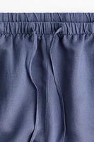 Short en lin mélangé avec cordon de serrage