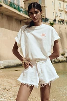 Frayed-Edge Denim Shorts