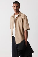 Regular-Fit Crinkled Short-Sleeved Shirt