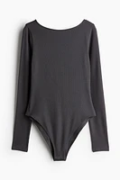 Ribbed Scoop-Back Bodysuit